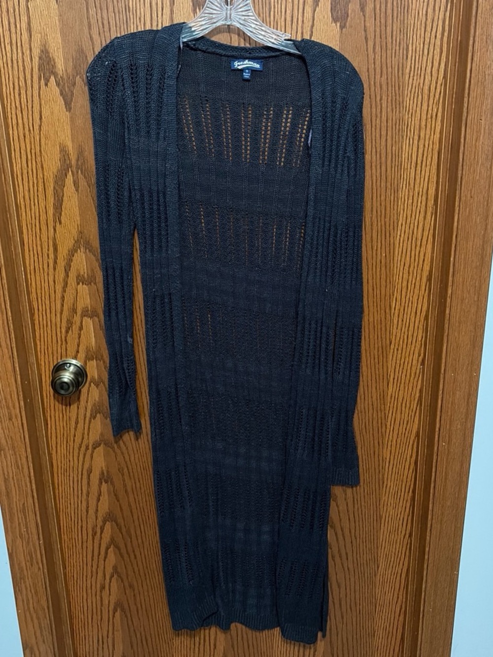 Freshman Navy Blue Long Open Knit Cardigan Dress
